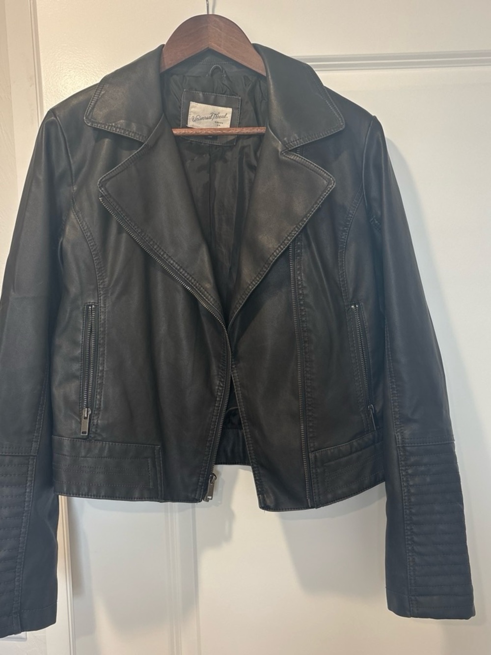 Universal Thread Black Leather Moto-Style Jacket